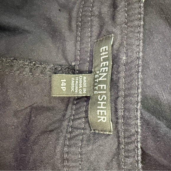 Eileen Fisher Navy Blue Linen Blend Straight Leg Pants Size 14 Petite - Picture 4 of 8